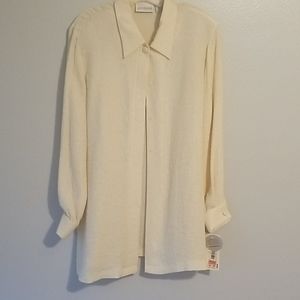 Silk button up off white blouse